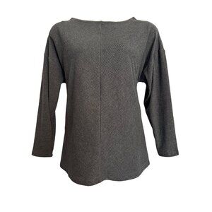 Ava Viv Textured Gray Heather SIze 1X Top Long Sleeve EUC